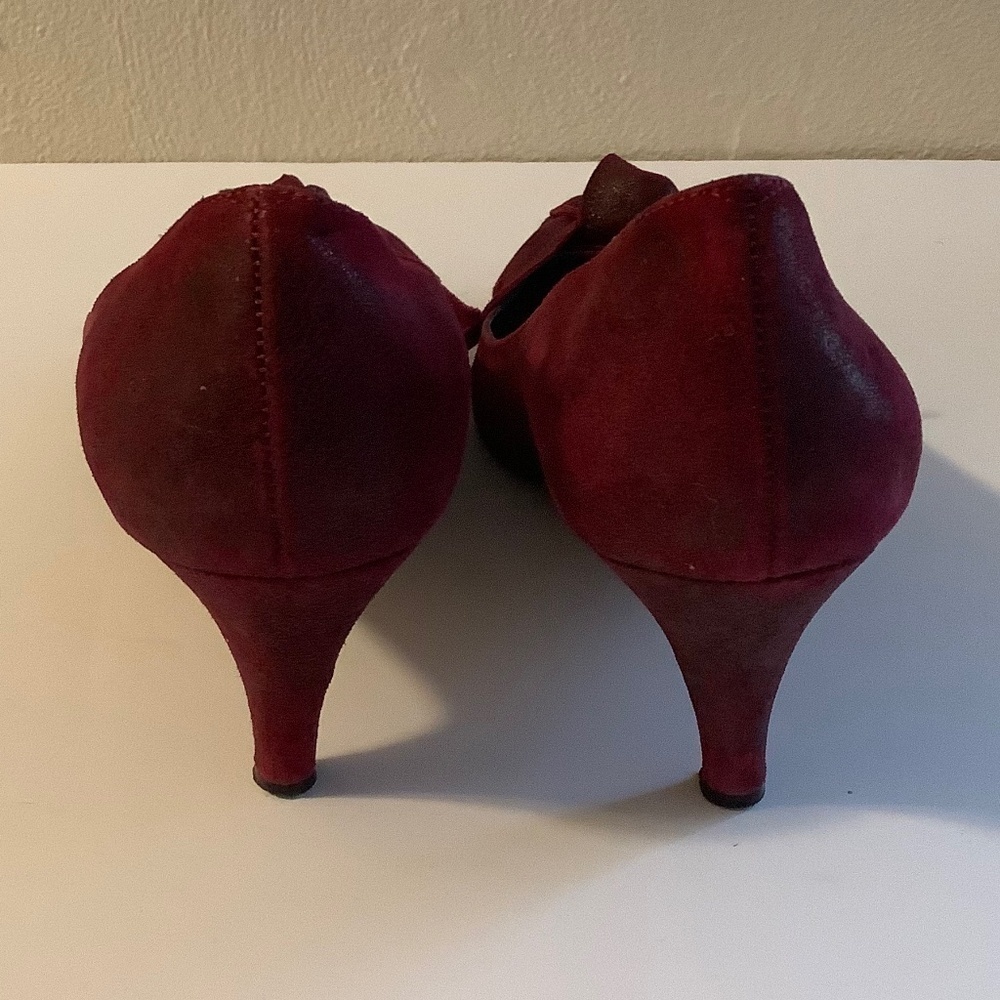 Butter| Made in Italy Burgundy Pump 3” Heel Retro Holiday Party Pin-Up Sz 8B - Picture 5 of 7
